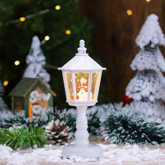 Uuiauoio Christmas Themed Light Post, Christmas Table Lamp with Music Luminous, Glittering Lighted Lantern, Illusion Lamp Night light Hristmas Decoration, Decorative Light for Home Party Festival