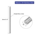 thumbnail image 2 of Unique Bargains 8Pack M4 x 80mm 0.7mm Pitch 304 Stainless Steel Fully Threaded Rod Bar Studs, 2 of 6