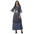 thumbnail image 1 of Moomaya Printed High Low Crop Top Kurti Palazzo Set Ethnic Indian Clothing Set For Womens, 1 of 8