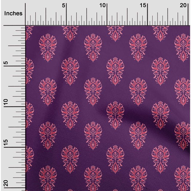 oneOone Organic Cotton Poplin Twill Fabric Floral Block Print Fabric By Yard 42 Inch Wide