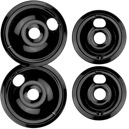 Burner Drip Pans 2 Large 8'' Wb31M20 & 2 Small 6'' Wb31M19 Porcelain Drip Pan Set For Ge Hotpoint Electric Stove Top - Include 2 Pcs 6'' Drip Pan And 2 Pcs 8'' Drip Pan