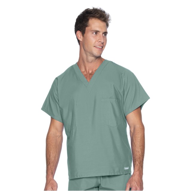 Landau Essentials Haut de Sarrau à Encolure en V : 1 Poche, Réversible, Unisexe, Coupe Classique Décontractée Sarraus Médicaux 7502