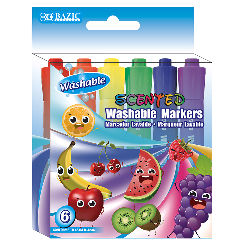 BAZIC PRODUCTS WASHABLE MARKERS SCENTED 6 COLORS