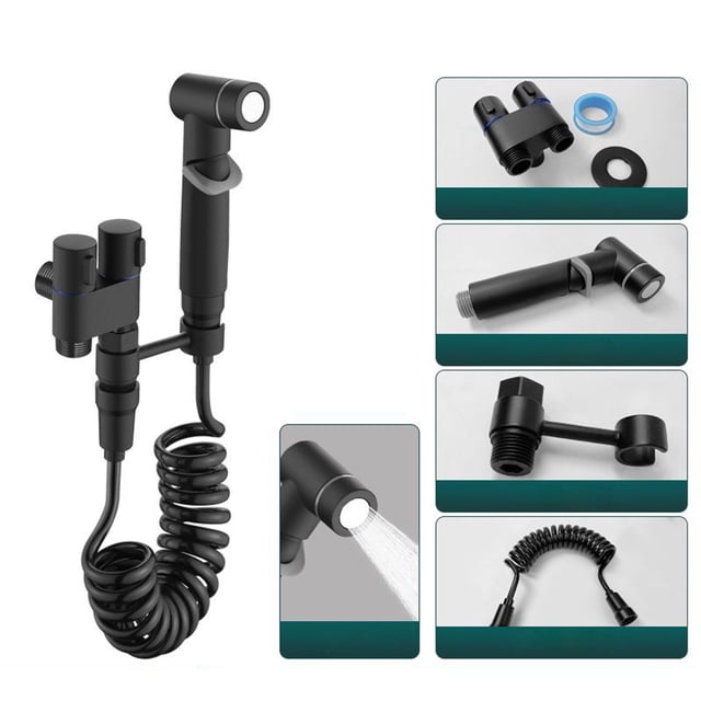 Toilet Faucet Splitter 2 Way Toilet Faucet Sprayer Kit 1 In 2 Out Control Two Out Double Control Washing Machine Faucet Toilet Triangle Hand Held Sprayer For Toilet Modern Kitchen Faucet Head Faucet