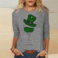 thumbnail image 2 of Besolor T-Shirts de la Saint-Patrick pour Femmes Imprimé Col Rond Manches 3/4 Tunique Décontractée Blouse d'Été Ample, 2 of 4