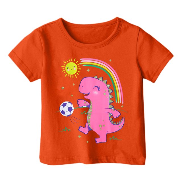 6x T-Shirt Lépreux Filles Garçon et Fille Mode Décontractée Imprimé Col Rond Manches Courtes T-Shirt Haut