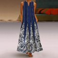 thumbnail image 1 of zanvin Robes d'Invitée de Mariage pour Femmes, Robe Longue Sans Manches Ample à Col en V Imprimée de Style Rétro pour Femmes, 1 of 5