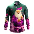 thumbnail image 1 of Kcodviy Mens Christmas Santa Digital Button Down 3D Printed Button Lapel Mens Short Sleeve Shirt Long Sleeve Shirt Top, 1 of 4