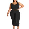 thumbnail image 2 of CEHVOM Tailleur pour Femme Été Uni Moulant Fesses Mode Décontracté Grande Taille, 2 of 6