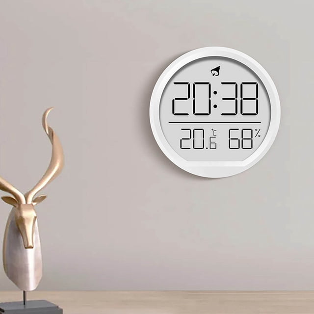 EGNMCR Alarm Clock Wall Clock Temperature And Humidity Meter Clock Indoor Household Electronic Alarm Clock Kitchen Digital Display Alarm Clock Wall-mounted Room Temperature Meter a Clock