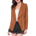 thumbnail image 1 of INSPIRE CHIC Veste en Faux Suède pour Femme à Manches Longues, devant Drapé, Vestes de Moto, 1 of 6