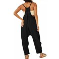thumbnail image 4 of B91xZ Salopette Décontractée pour Femmes, Bretelles Réglables, Jambes Larges, Poches, Noir TG, 4 of 5
