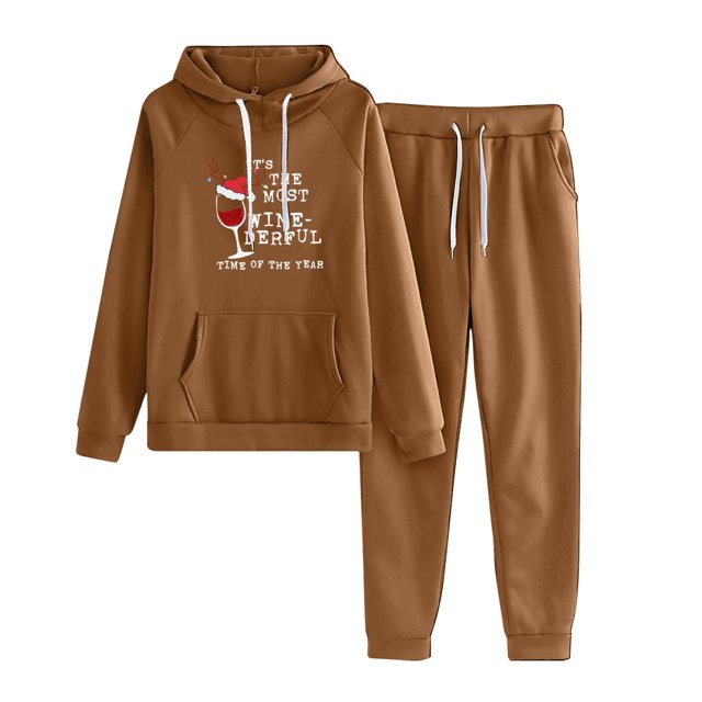 Birdeem Ensemble Décontracté de Noël pour Femmes Sweat à Capuche Imprimé et Pantalon Long