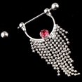 thumbnail image 3 of Yinanstore 2pcs Stainless Steel Tassel Beaded with Single Rhinestone Nipple Barbell	 16g - Pink Crystal, 3 of 8