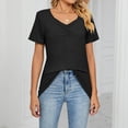 thumbnail image 4 of Timegard Hauts pour Femmes Manches Courtes Col en V Froncé Blouse Confortable Tunique Décontractée à Porter avec des Leggings, 4 of 6