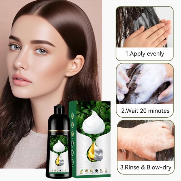 Qocolhg Herbal Hair Dye 3-in-1 Foam Hair Color for Gray Coverage, 500ml Chestnut Brown Bubble Hair Dye, Ammonia-Free Non-Drip Hair Color for Home Use,Christmas Gifts for Women