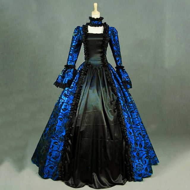 UPPADA Gothic Costumes pour Femmes Robes Victoriennes à Manches Longues Robe Corset Grande Taille Robe Maxi Fluide Robe de Fête Robe Cocktail Robe de Mascarade à Lacets Jolies Robes de Bal Aubaines du Jour Liquidation