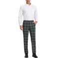 thumbnail image 2 of INSPIRE CHIC Pantalon à Carreaux pour Homme, Léger, Coupe Régulière, devant Plat, 28, Vert Marine, 2 of 7