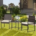 thumbnail image 3 of Gymax 3PCS Patio Rattan Hand-Woven PE Wicker Bistro Set Outdoor Furniture Set w/ Table & Cushion, 3 of 10