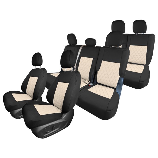 For 2020-2024 Ford Explorer Base FH Group Neoprene Custom Fit Car Seat Covers Water Resistant - Full Set Beige