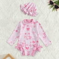 thumbnail image 2 of Baby Girls Swimsuits Rash Guard Cartoon Sun Protection Long Sleeve Girls Bathing Suits 3-6 Months, 2 of 3