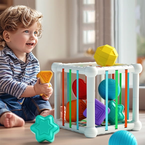 SPOORYYO Jouet Trieur de Formes Élastique Arc-en-Ciel pour la Motricité Fine et le Jeu Sensoriel, Activité d'Apprentissage et de Résolution de Problèmes