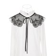 thumbnail image 2 of INSPIRE CHIC Detachable Fake Collar, Semi-Sheer Embroidery Mini Cape Neck Ruff for Blouse Black-2, 2 of 5