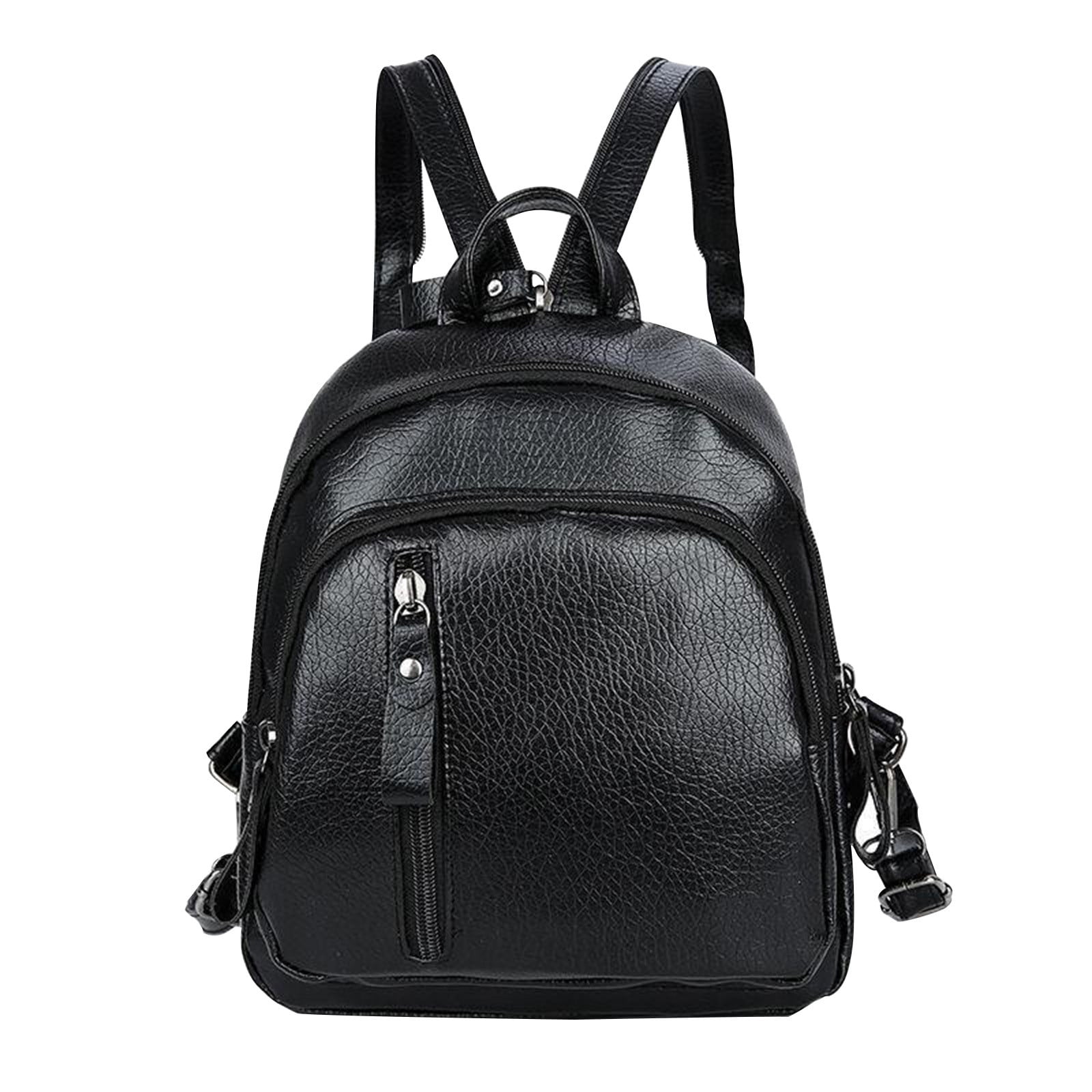 yulier Small Leather Backpack for Women Fashion Backpack Handbag Girls Mini Backpack Purse Ladies Shoulder Bag Travel Bag Cute School Bookbag Black