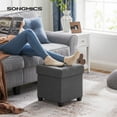 thumbnail image 2 of SONGMICS Pouf Cube de Rangement de 15 Pouces, Banc de Chambre avec Rangement, Repose-Pieds avec Pieds, Supporte jusqu'à 660 lb, Gris Foncé ULSF14GYZ, 2 of 2