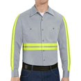 thumbnail image 2 of Red Kap Men's Wrinkle Resistant Cotton Work Shirt, Grey with Yellow/Green Visibility Trim, XX-Large Tall, 2 of 4