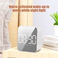 thumbnail image 4 of White Digital Mirror Clock With Large Screen Display, Alarm Clock With Temperature, Sound Activated, For Bedroom Desk, Battery Or Plug In Option, 4 of 8