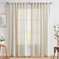 thumbnail image 4 of Curtainking Linen Curtains Beige Curtains with Lace Trim for Living Room 90 Inch Long Rustic Farmhouse Curtains Rod Pocket Light Filtering Drapes Bedroom Window Curtain 2 Panels, 4 of 8