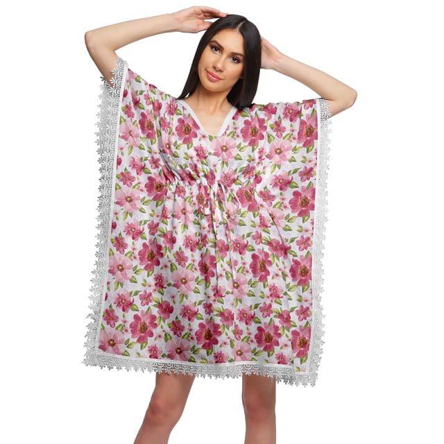 Moomaya Sortie de Plage Imprimé Kimono Caftan Kaftan Cache-Maillot pour Femmes