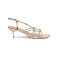 thumbnail image 3 of BLISSFUL STEP Women's Shoes Rhinestone Strap Slingback Kitten Heel Sandals Gold 9.5, 3 of 8
