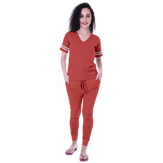 Moomaya Ensemble de Nuit Simple pour Femmes avec Pyjama en Coton 2 Pcs Nuisettes-Douceur
