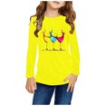 thumbnail image 2 of Huvoen T-Shirt de Base à Rayures à Manches Longues pour Superposition, Blouses et Chemises à Manches Longues à Col Rond pour Filles, Chemises à Manches Longues à Imprimés, Jolis Chandails Ras du Cou, Hauts, Blouses Habillées Décontractées, Vêtements, Jaune, 3 Ans, 2 of 5