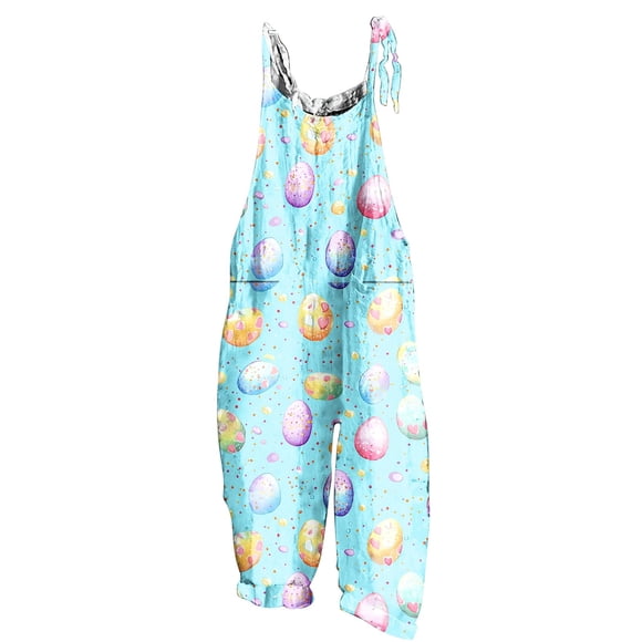 SDNall Women Casual Sleeveless Backless Jumpsuit, Loose Summer Rompers with Pockets for Beach Outing