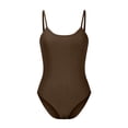 thumbnail image 3 of Penkiiy Women's Rompers Women's Threaded Low Neck Sleeveless Tank Top Skinny Bodysuit Coffee S Rompers, 3 of 5