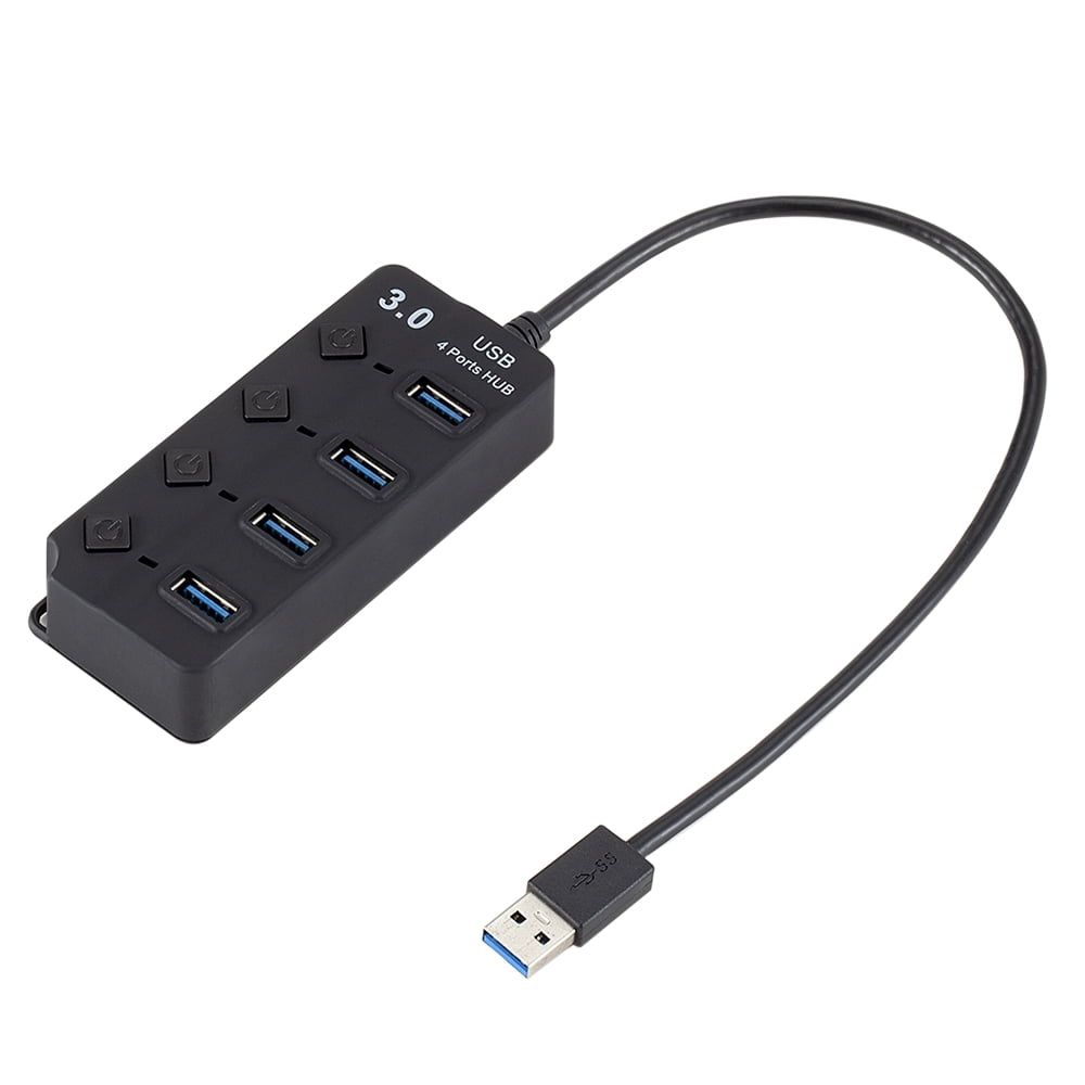 USB 3.0 HUB Splitter 4 Ports with On/Off Switches High Speed 5Gbps Multiple USB Port