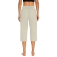 thumbnail image 3 of Plebaso Capri Pants for Women Drawstring Cropped Wide Leg Pants Lightweight Lounge Yoga Capris with Pockets, 3 of 7