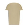 thumbnail image 4 of Hauts d'Été à Manches Courtes Femme Mode 2024 Blouses Plissées Chic Décontractées Col Ras du Cou T-Shirts de Couleur Unie (Moyen, Kaki), 4 of 6