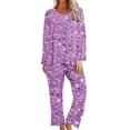 thumbnail image 2 of TopLLC Ensembles de Pyjama Ensembles de Détente pour Femmes, Vêtements de Nuit pour Femmes T-Shirt de Nuit à Imprimé à Col Rond à Manches Courtes et Ensembles de Pantalons Vêtements de Détente Pyjamas avec Poches Ensembles de Pyjama, 2 of 6