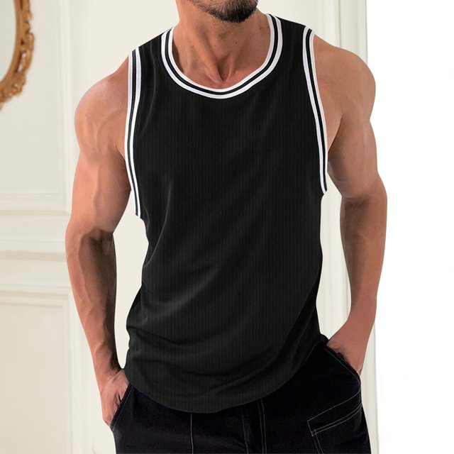 Styesk Débardeurs Hommes Mode Col Rond Couleur Unie Maille Séchage Sans Manches