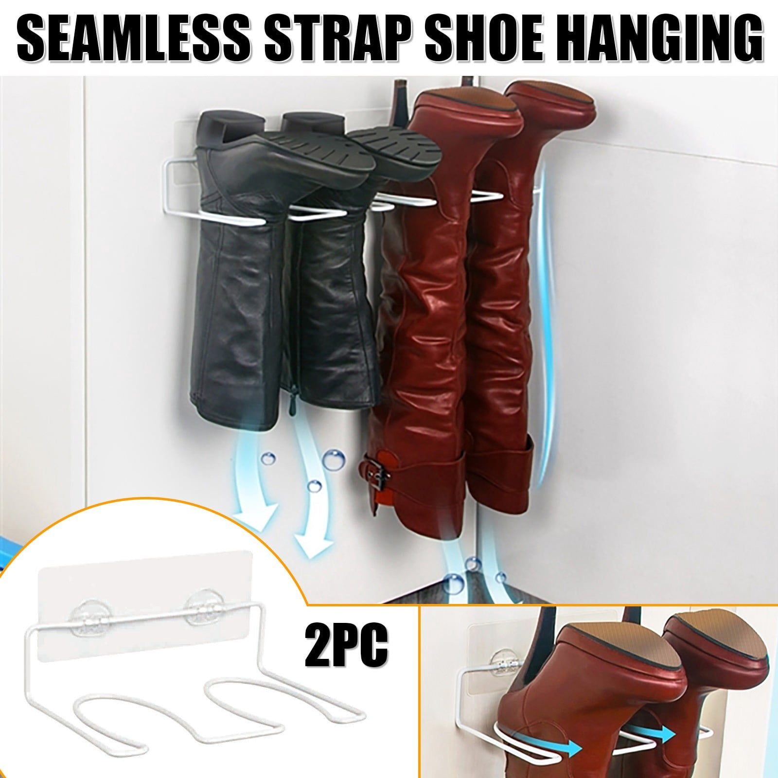 Wzzjkit Shoe Rack for Closet, Storage Home Metal Wall Hanging Hanger Boot Rack Shelf Storage Organizer 2PC, Shoe Rack