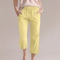thumbnail image 2 of Plebaso Pantalons Capris Garçons Filles Coton Lin Cordon de Serrage Pantalons Décontractés Légers Raccourcis avec Poches, 2 of 5