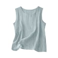 thumbnail image 2 of HVOBTTY Débardeur Basique pour Femmes d'Été Confortable Sport Doux Uni à Col Rond Ample Sans Manches Léger Polyvalent Quotidien Bleu Pâle,TTTG, 2 of 4