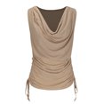 thumbnail image 4 of Kaemgyyd Women Cowl Neck Tank Tops Summer Ruched Sleeveless Casual Shirts Solid Side Drawstring Tie Plus Size Tee, 4 of 6