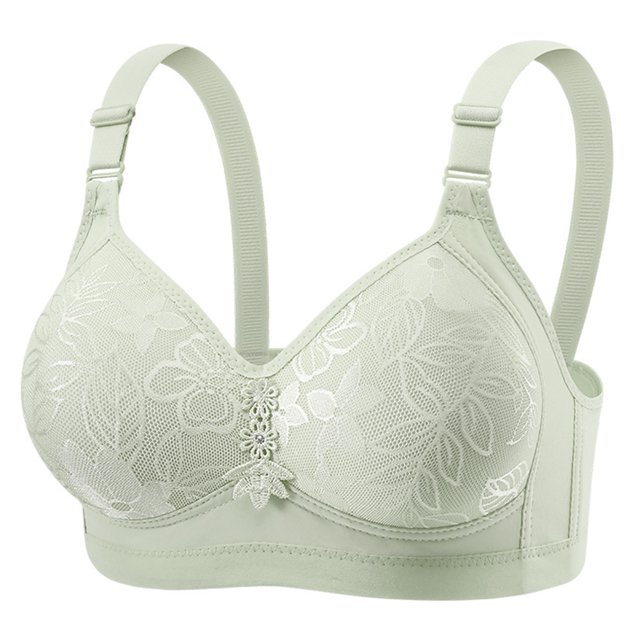 Bocqde Women's Plus Size Bra Embroidery Comfortable Breathable No Underwire Push Up Bra Full Coverage Soft Support Bralettes