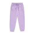 thumbnail image 1 of Toddler Little Girls Summer Sweatpants Sports Elastic Solid Breathable Athletic Pant Purple Spring Trendy Trousers 6-7T, 1 of 3