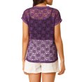 thumbnail image 3 of INSPIRE CHIC Haut en Dentelle Florale Transparent Décontracté à Manches Courtes pour Femme P Violet, 3 of 7